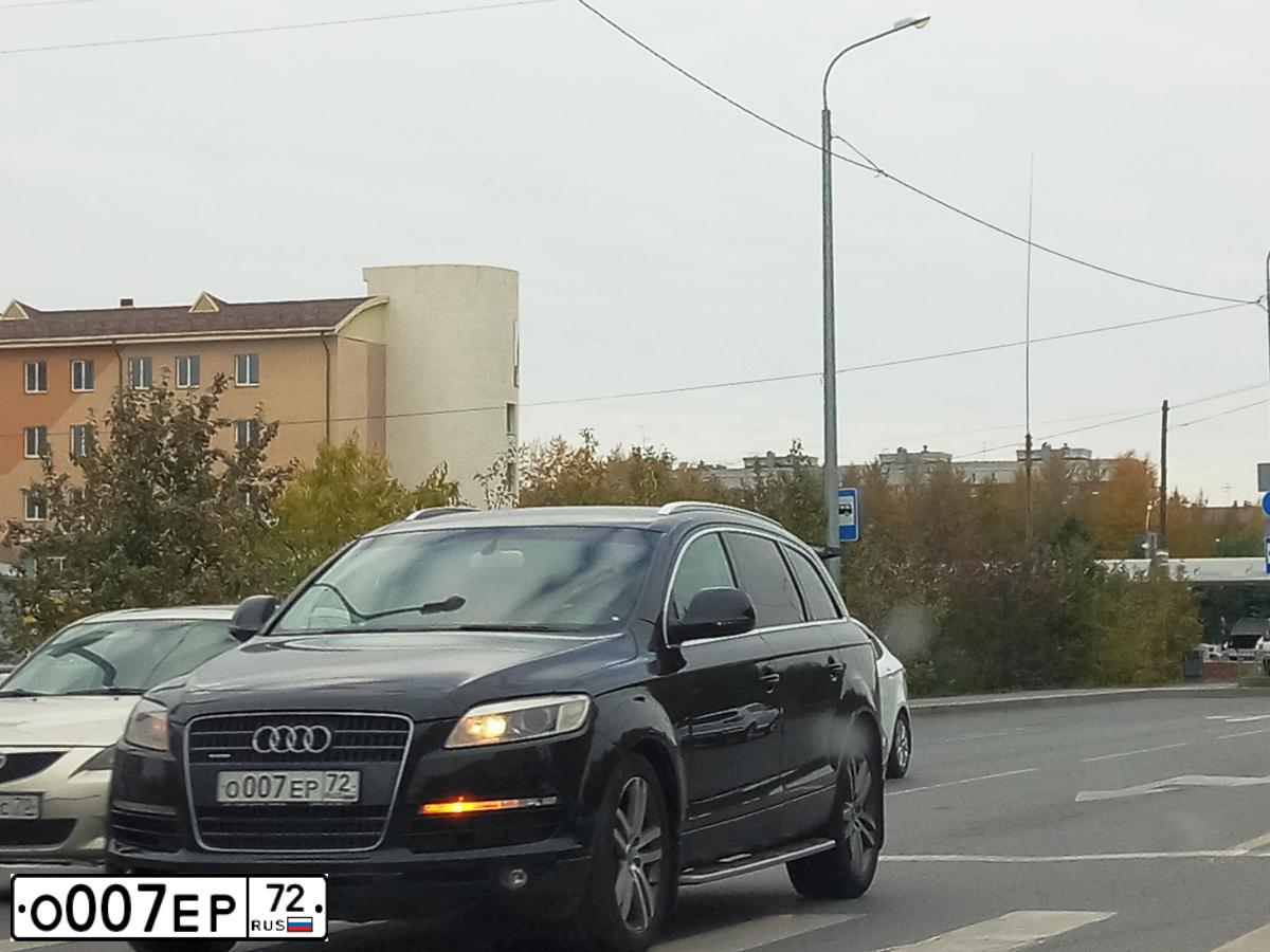Фото автомобиля AUDI Q7, 2008 — госномер К717ТС72. Цвет: ЧЕРНЫЙ