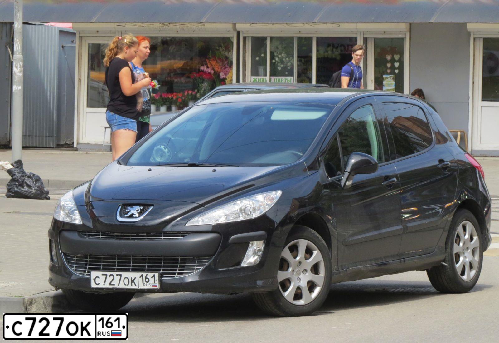 Фото автомобиля PEUGEOT T 308, 2010 — госномер С727ОК161. Цвет: ЧЕРНЫЙ
