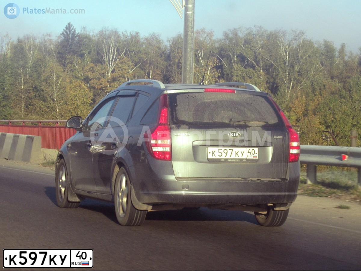 Фото автомобиля KIA CEE'D, 2008 — госномер К597КУ40. Цвет: СЕРЫЙ