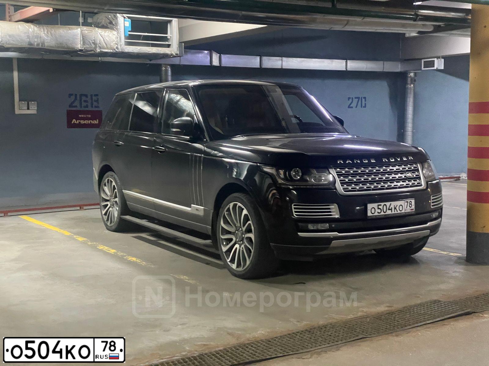 Фото автомобиля LANDROVER RANGE ROVER, 2014 — госномер О504КО78. Цвет: ЧЕРНЫЙ