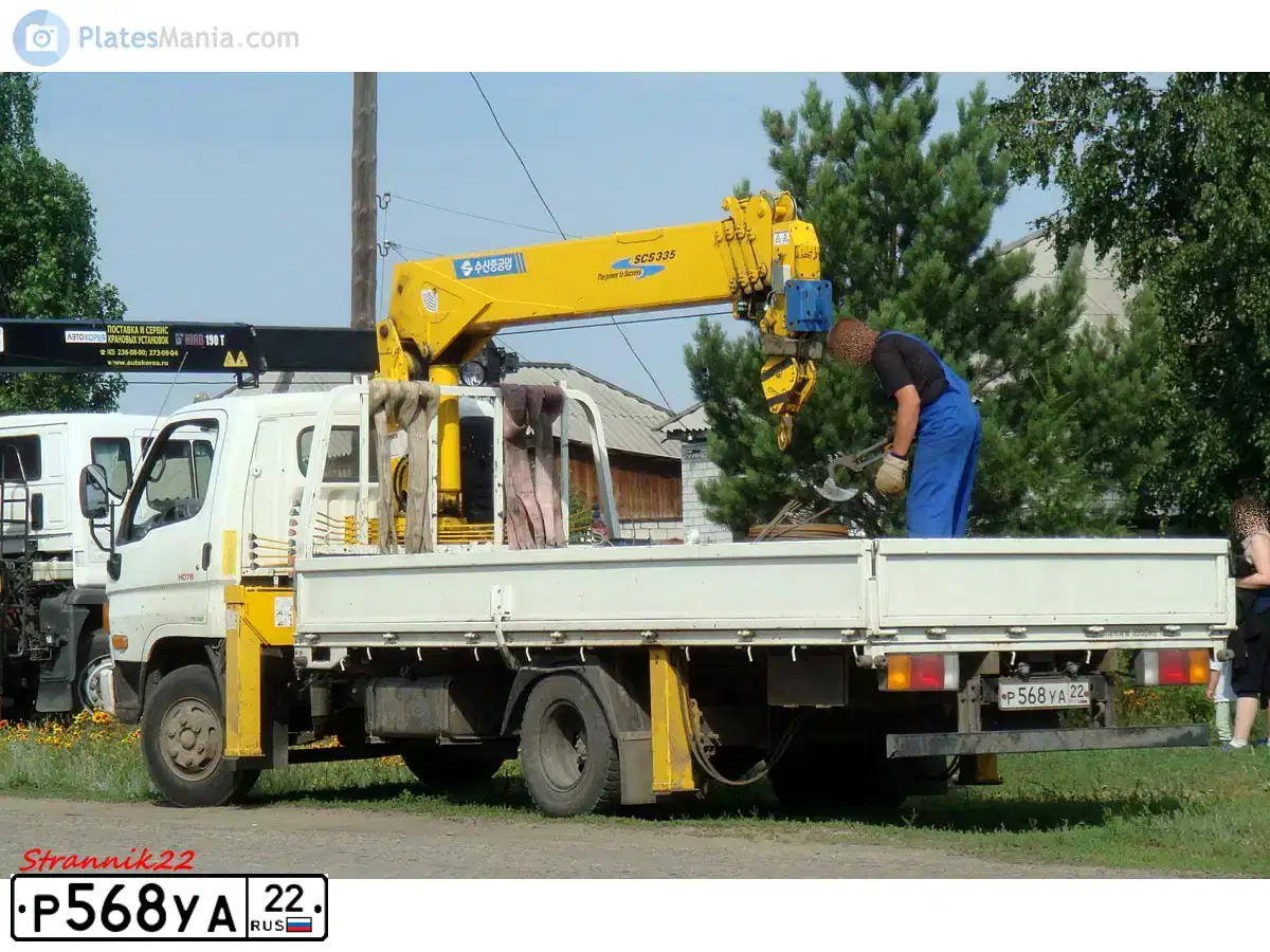 Фото автомобиля HYUNDAI MIGHTY, 2012 — госномер Р568УА22. Цвет: БЕЛЫЙ
