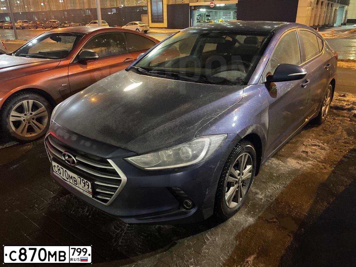 Фото автомобиля HYUNDAI ELANTRA, 2018 — госномер К125ЕР136. Цвет: синий