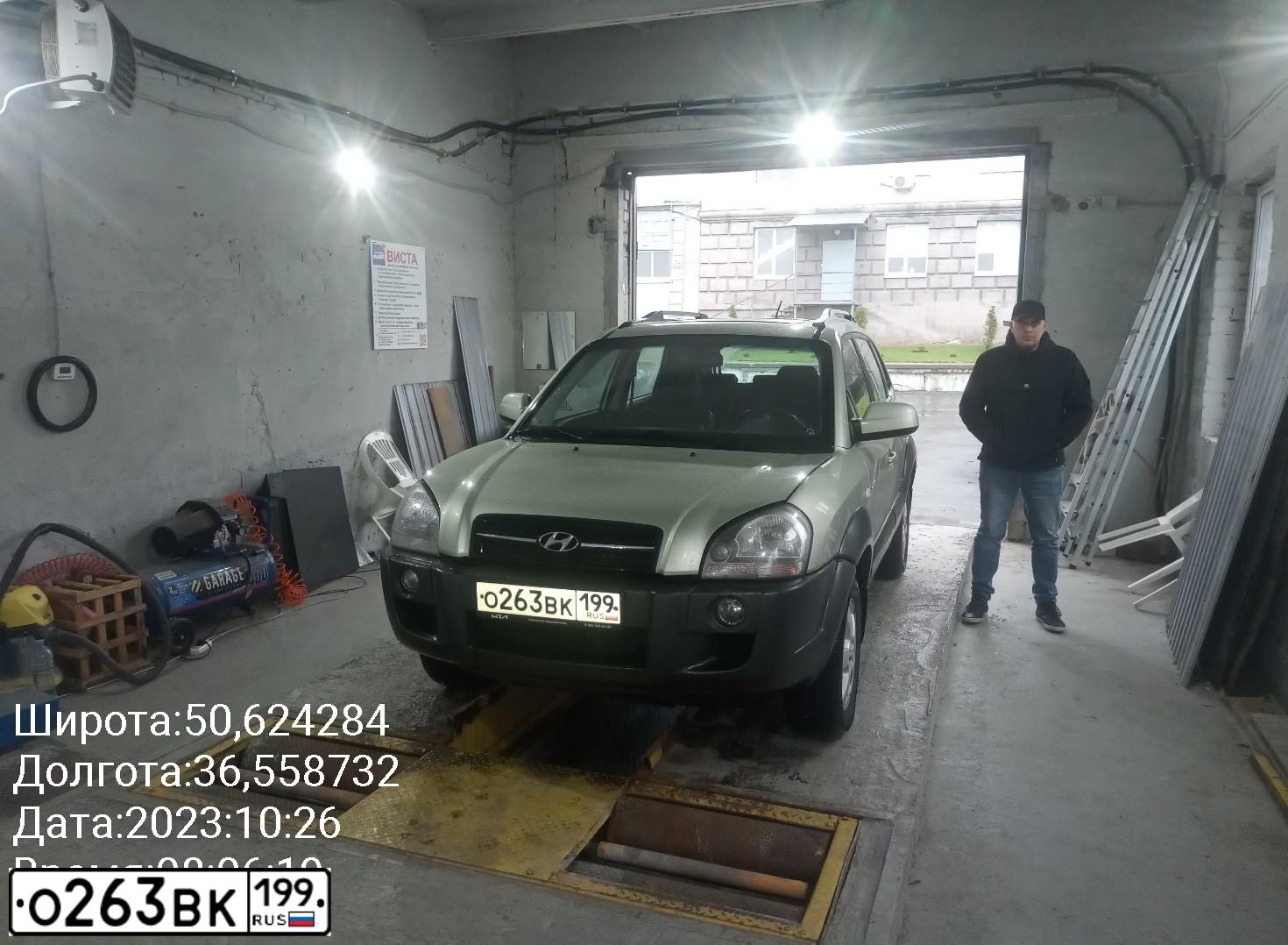 Фото автомобиля HYUNDAI TUCSON, 2007 — госномер Т331ВА181. Цвет: Серебристый