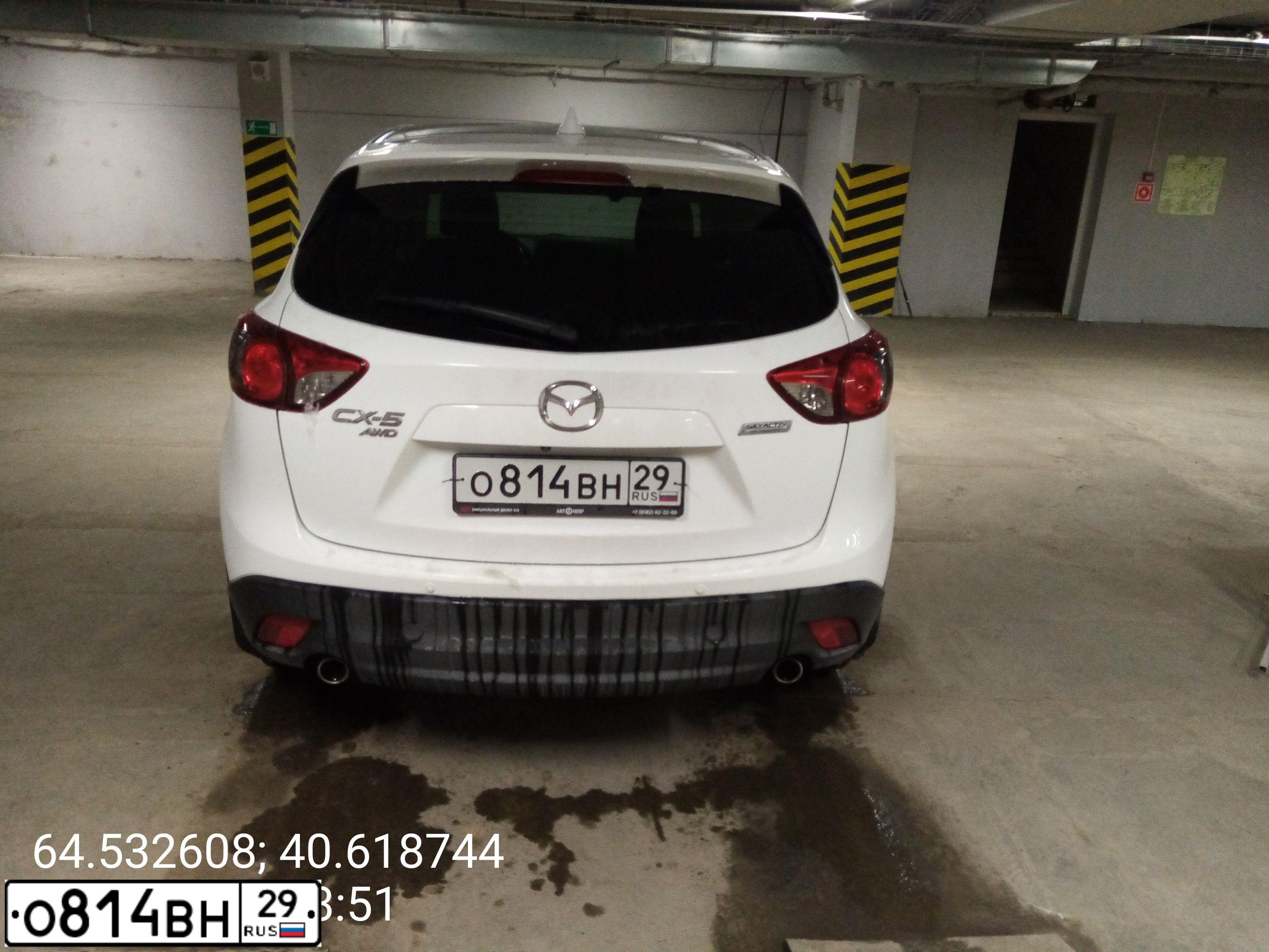 Фото автомобиля MAZDA CX-5, 2013 — госномер О814ВН29. Цвет: БЕЛЫЙ