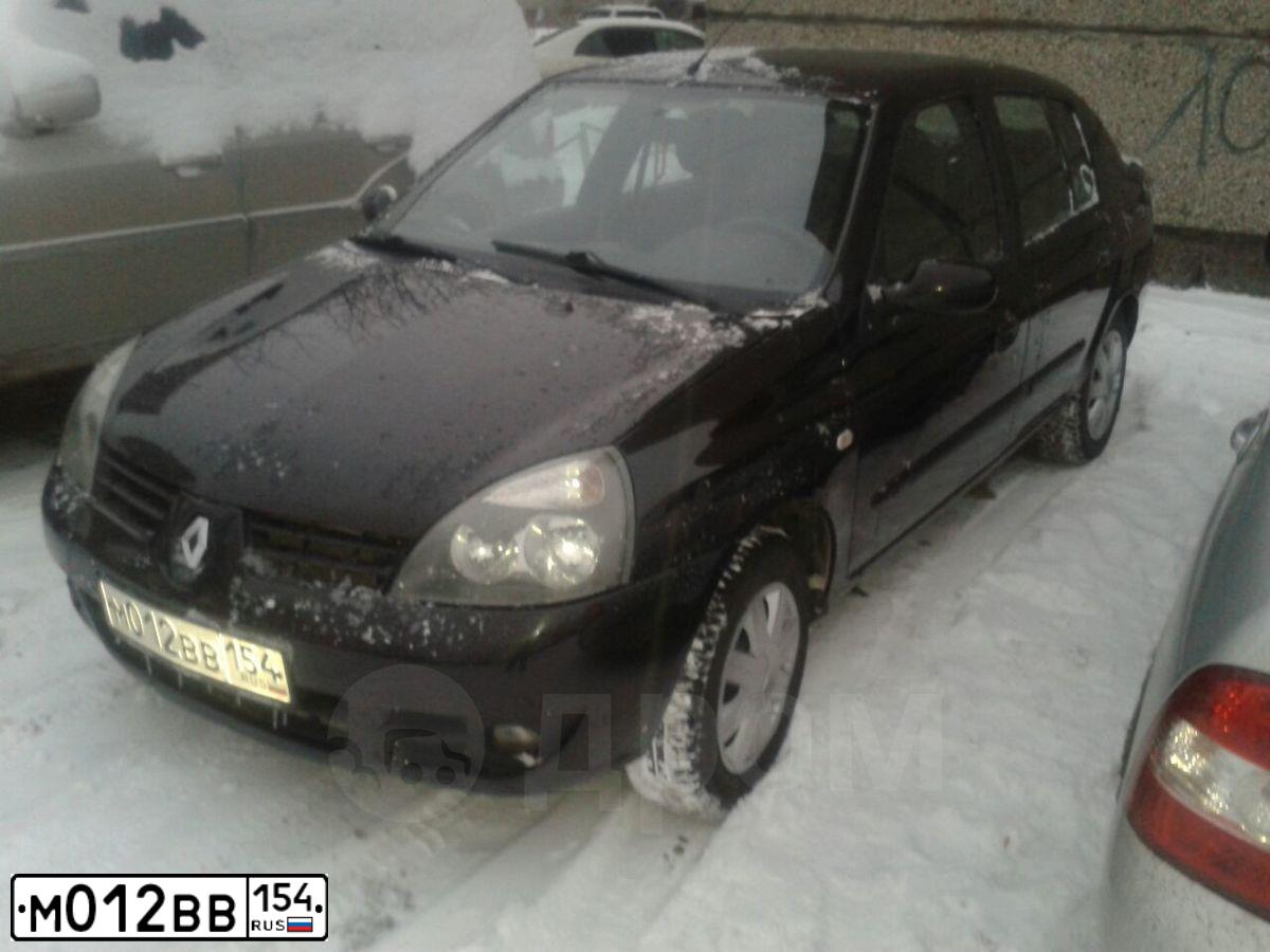 Фото автомобиля RENAULT SYMBOL, 2008 — госномер М012ВВ154. Цвет: ЧЕРНЫЙ