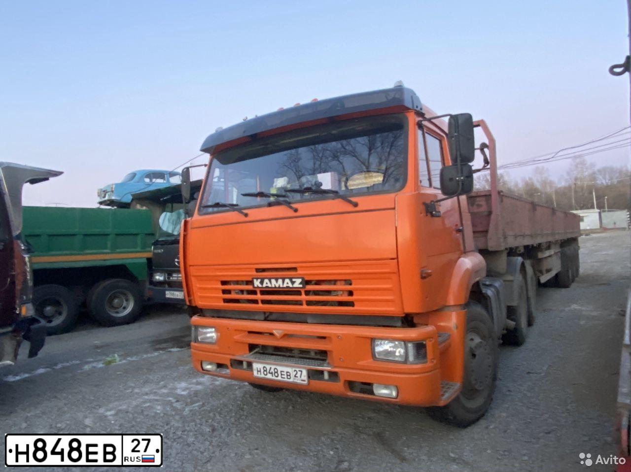 Фото автомобиля KAMAZ 6460 /6X4/, 2012 — госномер Н848ЕВ27. Цвет: ОРАНЖЕВЫЙ