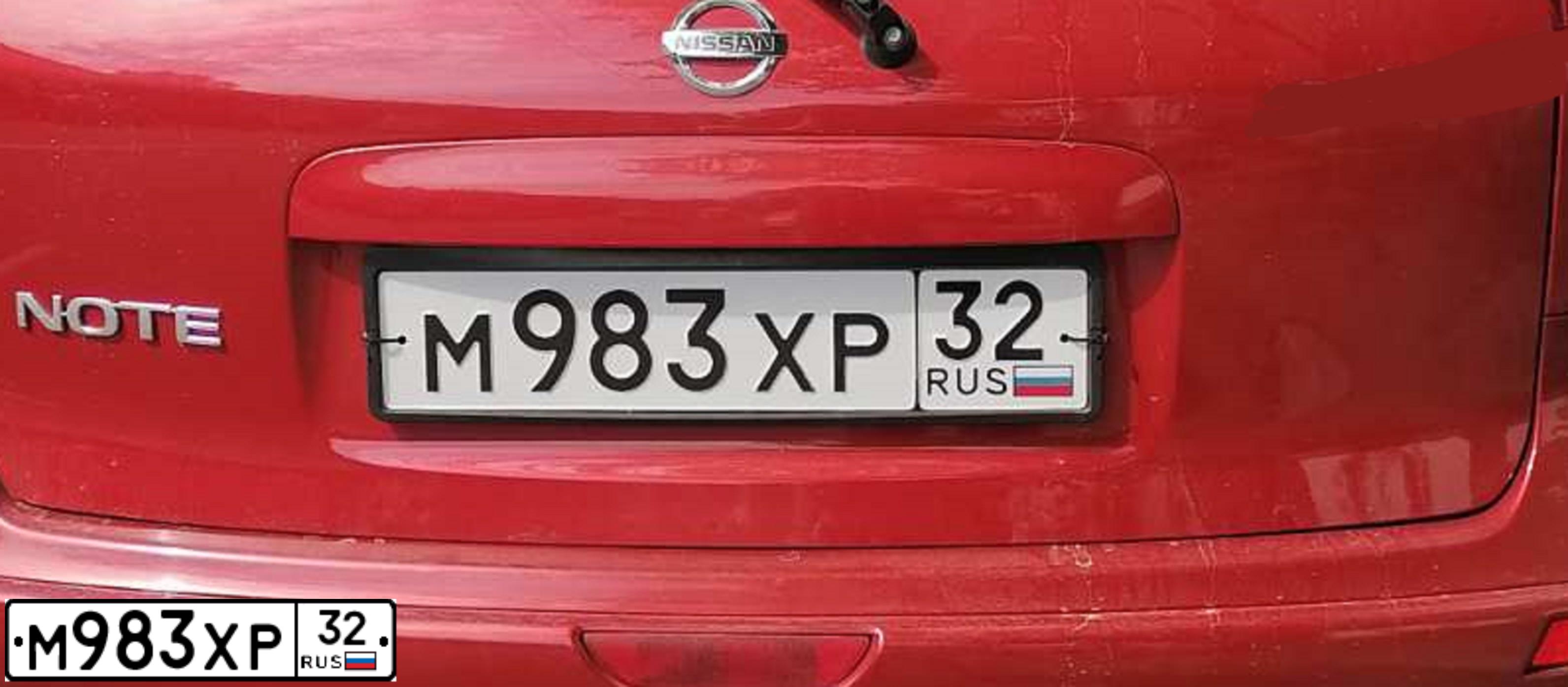 Фото автомобиля NISSAN NOTE, 2008 — госномер К777СР32. Цвет: ВИШНЕВЫЙ
