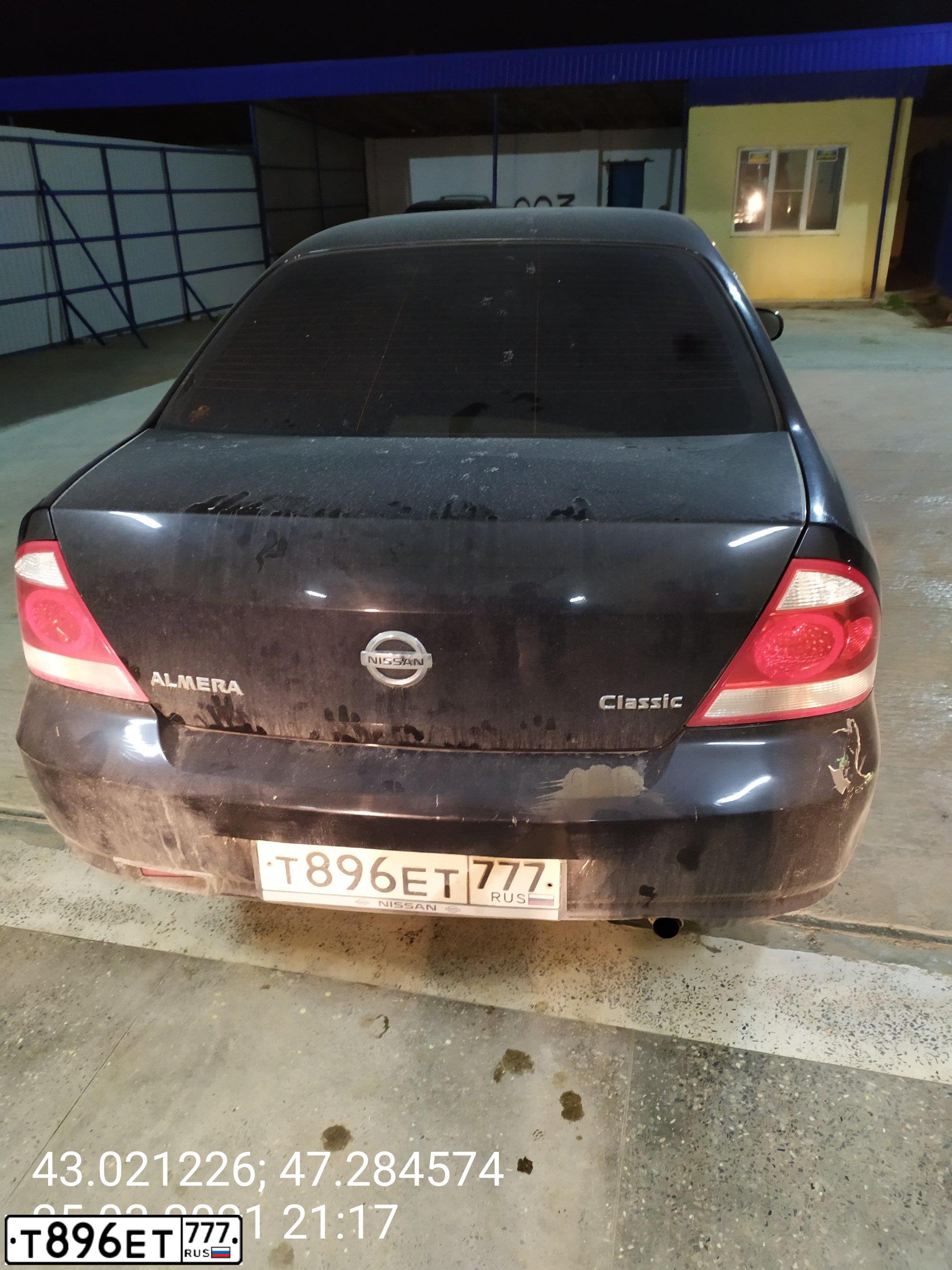 Фото автомобиля NISSAN ALMERA, 2010 — госномер Р155УС05. Цвет: ЧЕРНЫЙ