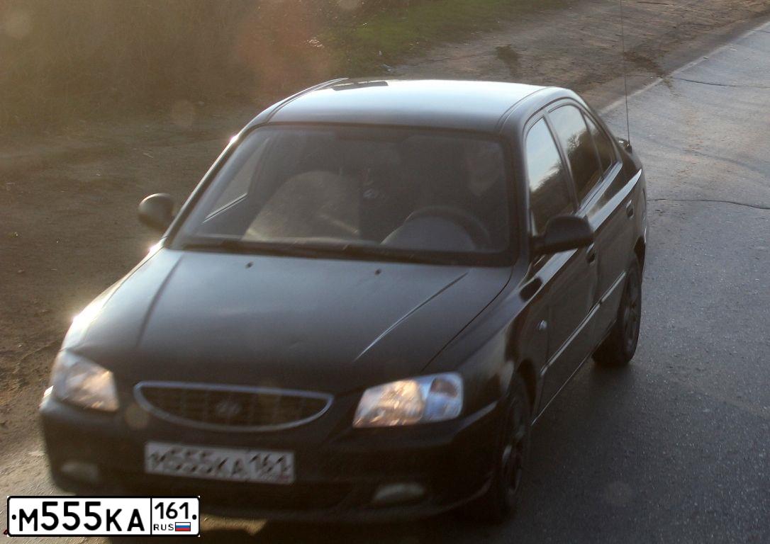 Фото автомобиля TAGAZ Z ACCENT, 2008 — госномер М555КА161. Цвет: ЧЕРНЫЙ