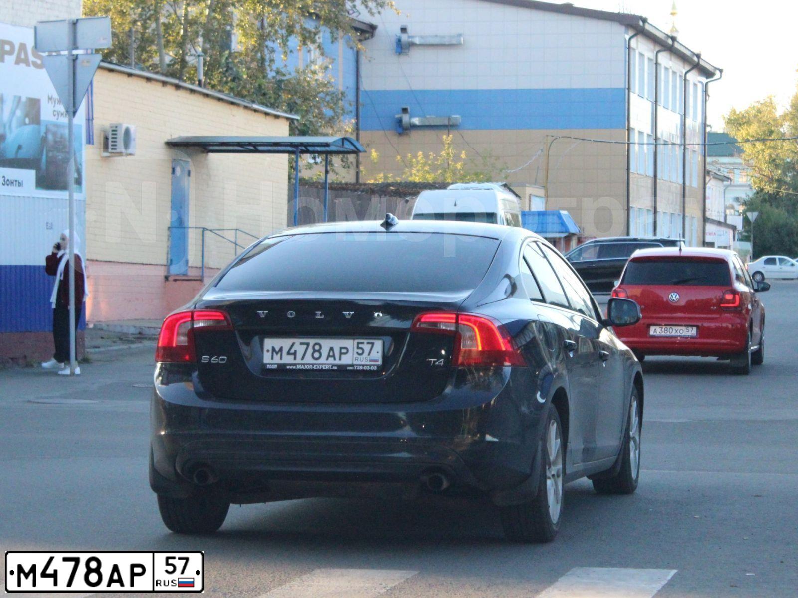 Фото автомобиля VOLVO S60, 2014 — госномер М478АР57. Цвет: ЧЕРНЫЙ