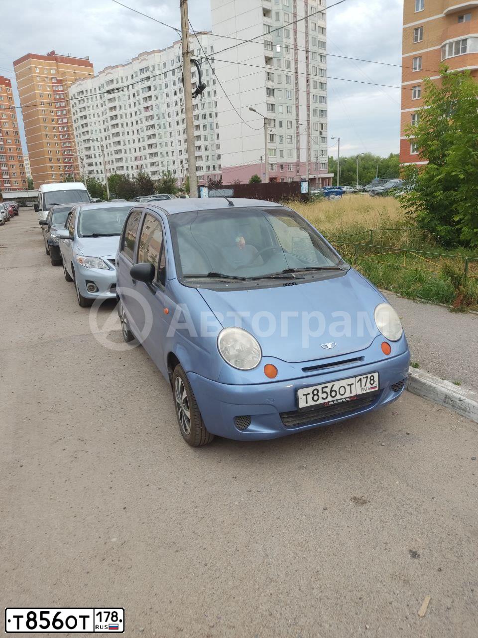Фото автомобиля DAEWOO MATIZ, 2007 — госномер Т856ОТ178. Цвет: ПЕРЛАМУТРОВО-ГОЛУБОЙ