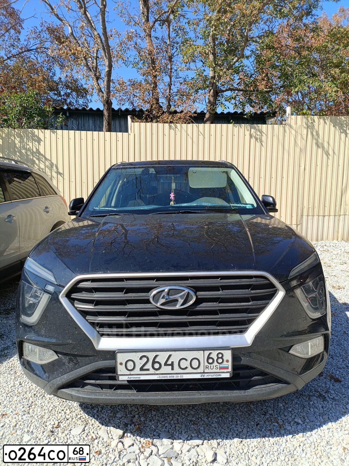 Фото автомобиля HYUNDAI CRETA, 2021 — госномер О264СО68. Цвет: ЧЕРНЫЙ