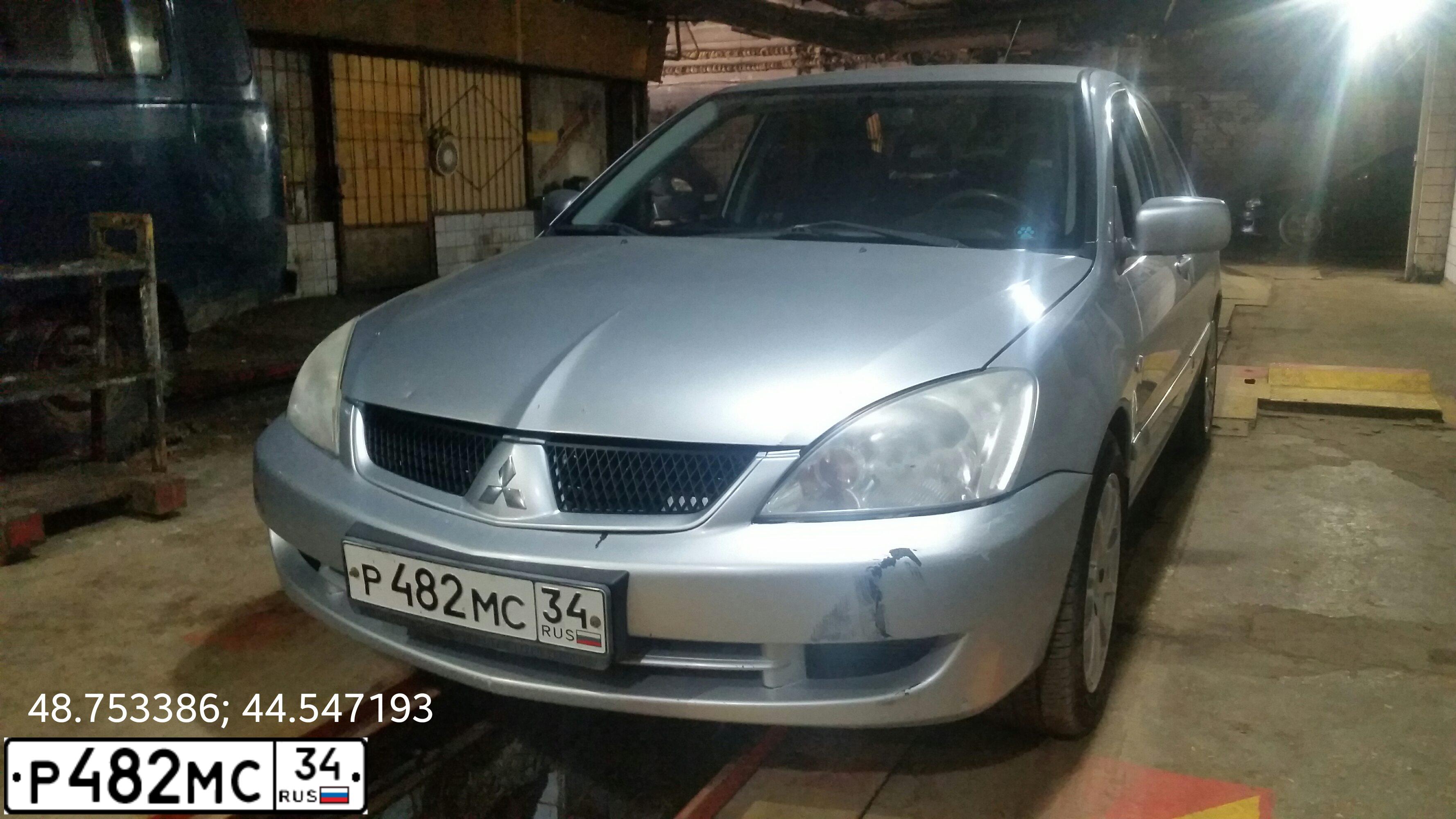 Фото автомобиля MITSUBISHI LANCER, 2007 — госномер Р482МС34. Цвет: СЕРЕБРИСТЫЙ