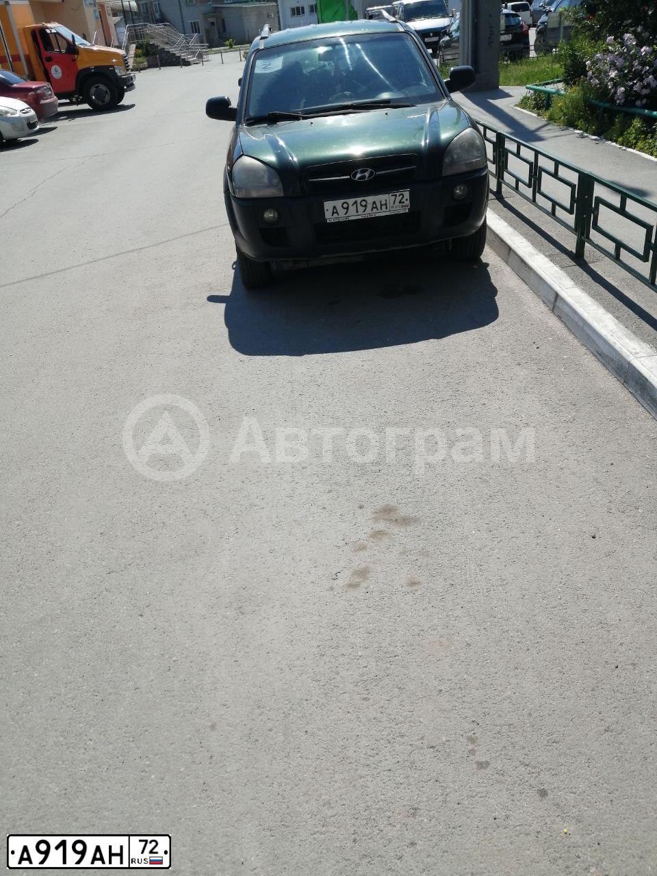 Фото автомобиля HYUNDAI TUCSON, 2008 — госномер А919АН72. Цвет: ТЕМНО-ЗЕЛЕНЫЙ