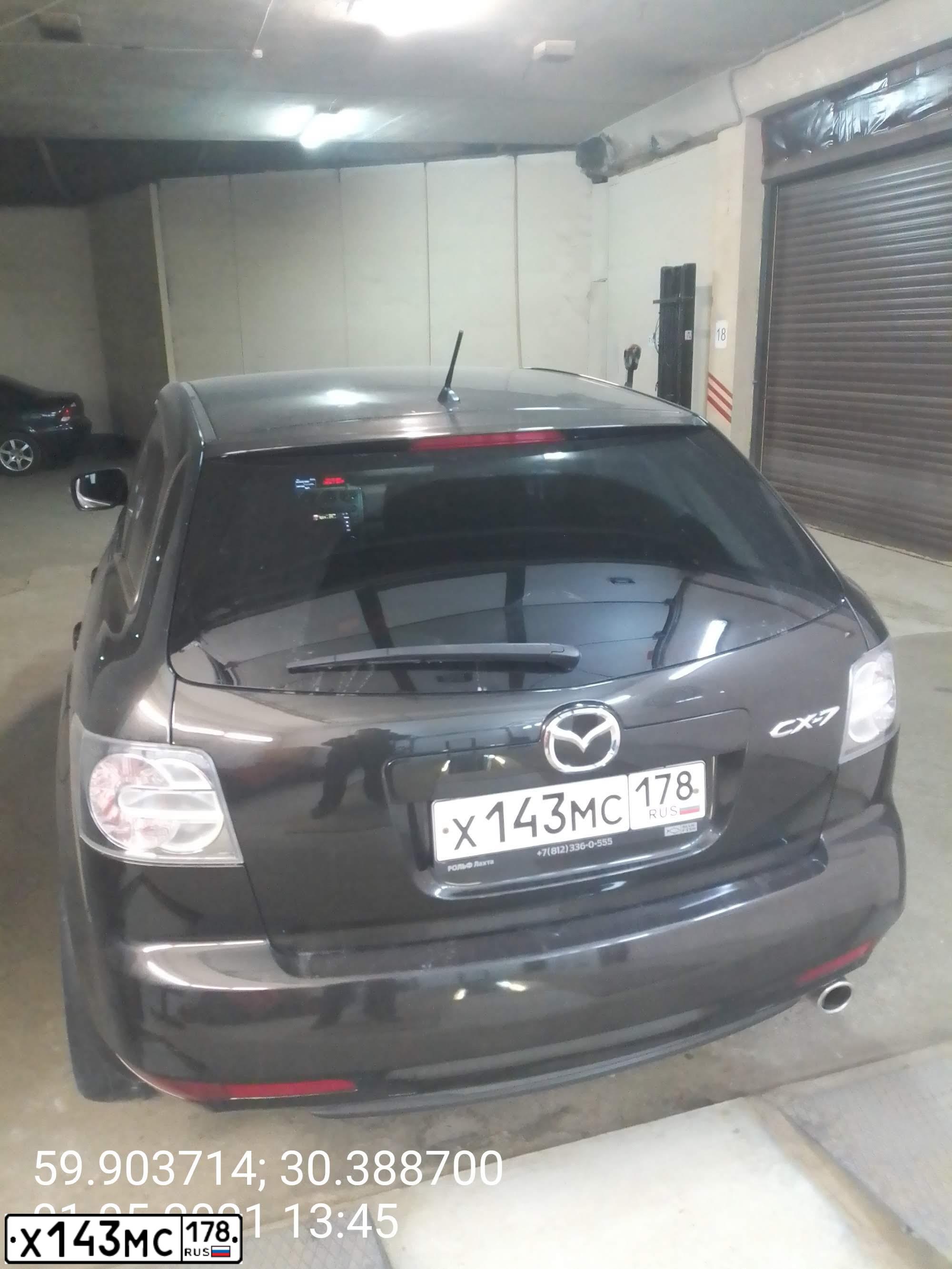 Фото автомобиля MAZDA CX-7, 2011 — госномер Х143МС178. Цвет: ЧЕРНЫЙ