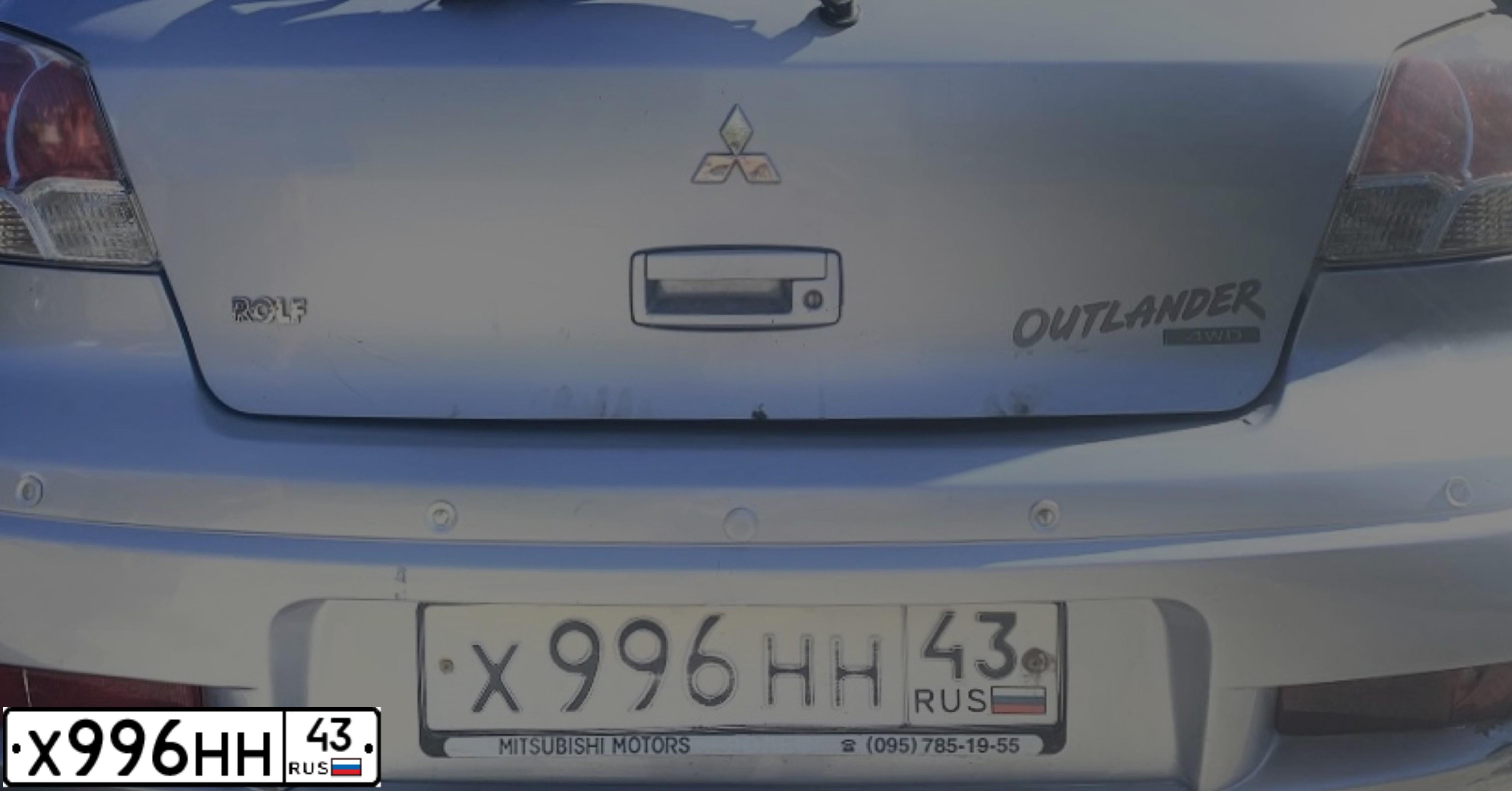 Фото автомобиля MITSUBISHI OUTLANDER, 2003 — госномер Х996НН43. Цвет: СЕРЕБРИСТЫЙ
