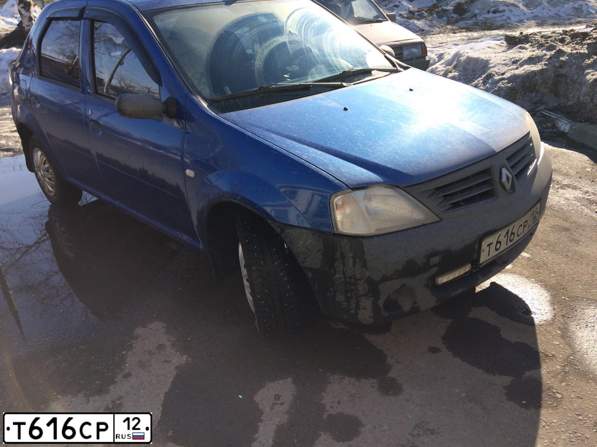 Фото автомобиля RENAULT LOGAN, 2007 — госномер Т616СР12. Цвет: СИНИЙ МЕТАЛЛИК