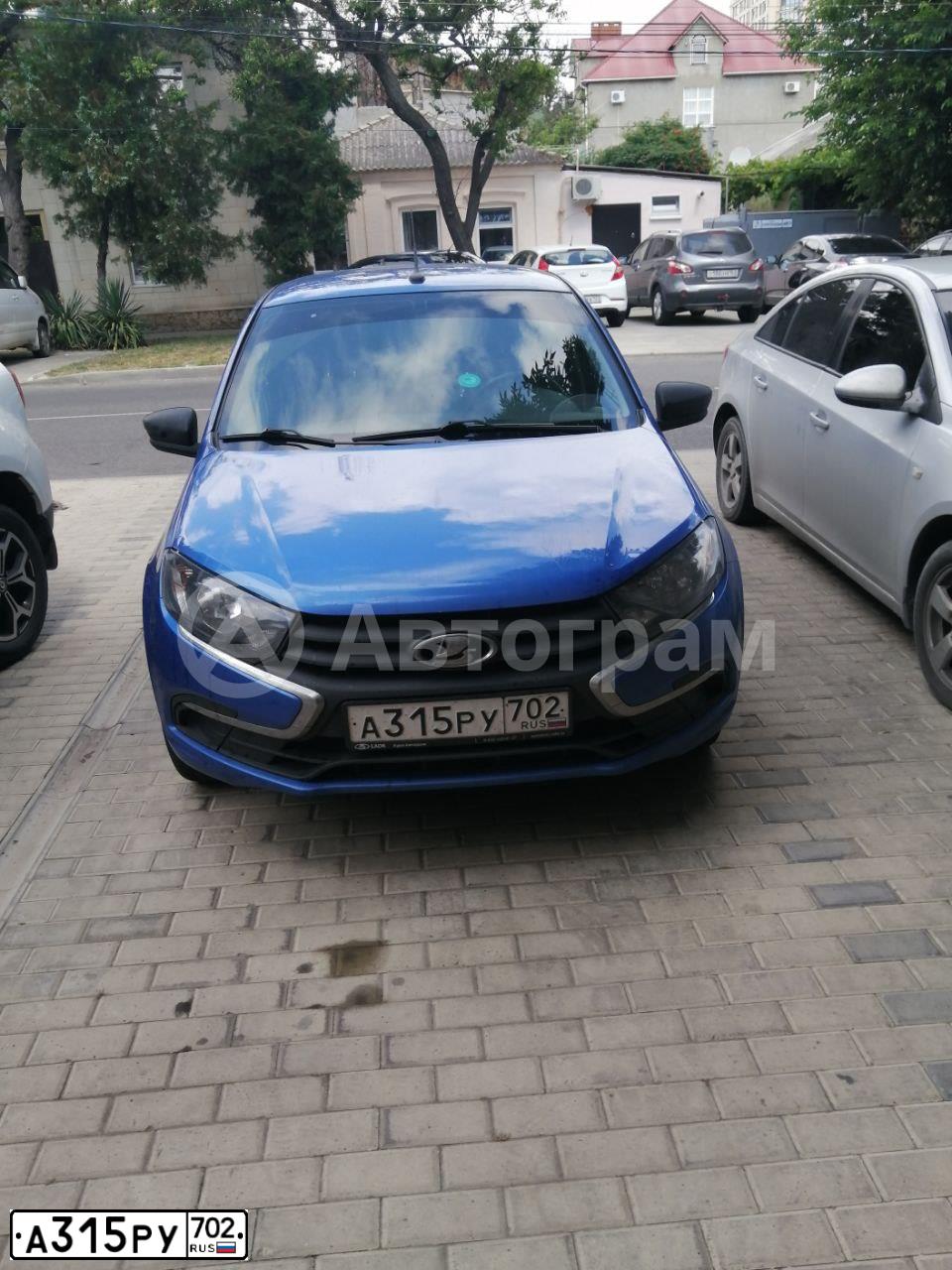 Фото автомобиля LADA 2190 GRANTA, 2020 — госномер А315РУ702. Цвет: синий