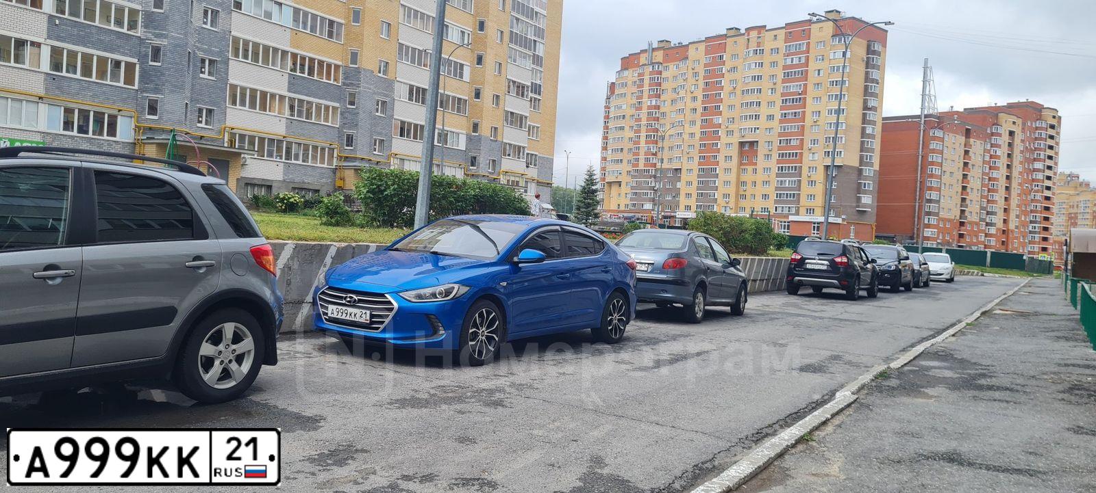 Фото автомобиля KIA SPECTRA, 2007 — госномер А999КК21. Цвет: ЧЕРНЫЙ ЖЕМЧУГ