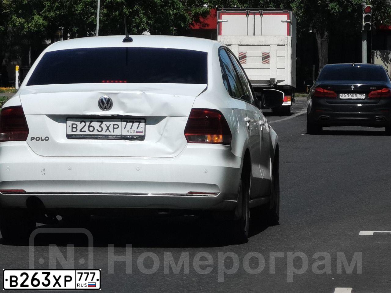 Фото автомобиля VOLKSWAGEN POLO, 2017 — госномер В263ХР777. Цвет: БЕЛЫЙ