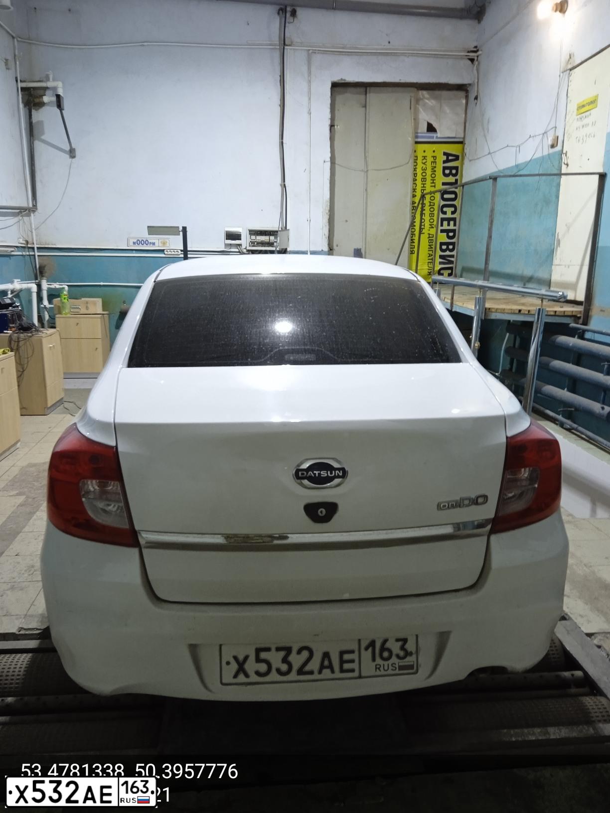 Фото автомобиля DATSUN ON-DO, 2016 — госномер Н335СВ73. Цвет: Белый