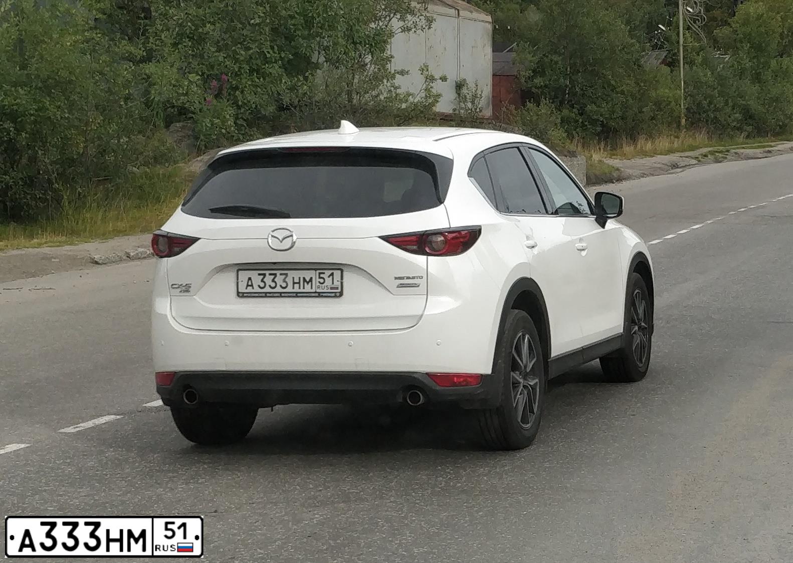 Фото автомобиля MAZDA CX-5, 2019 — госномер А333НМ51. Цвет: БЕЛЫЙ ПЕРЛАМУТР
