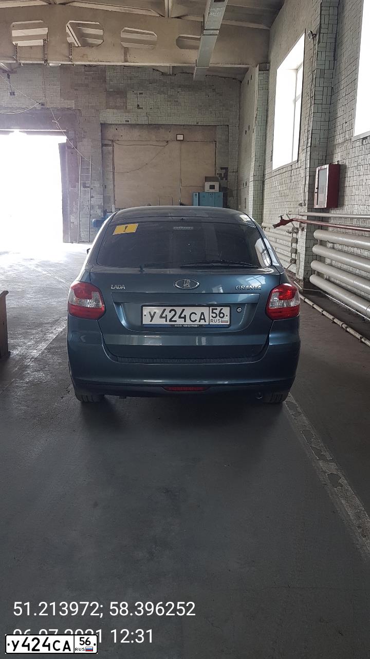 Фото автомобиля LADA 2191 GRANTA, 2014 — госномер У424СА56. Цвет: Серо-Синий