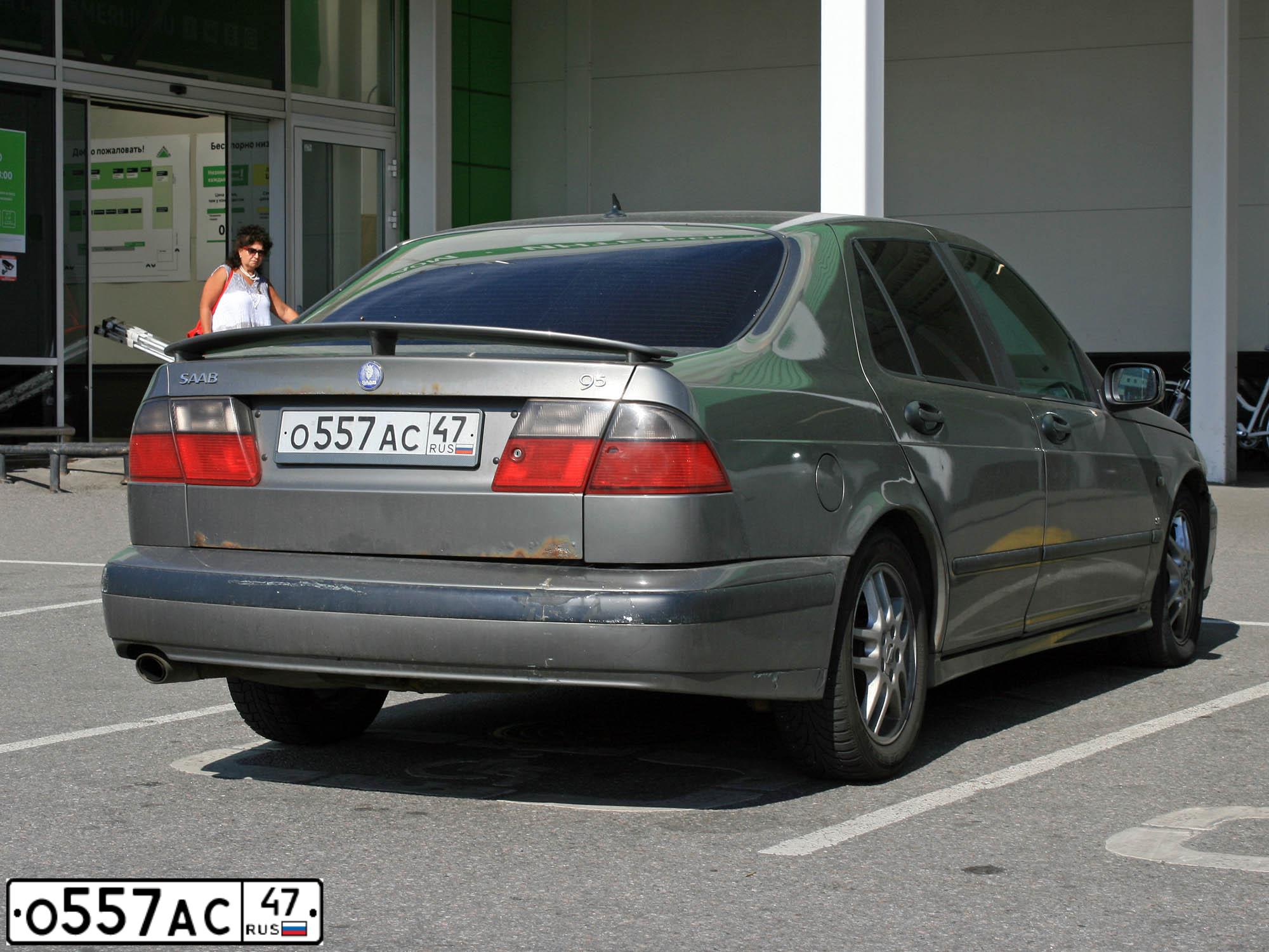Фото автомобиля SAAB 9-5, 2000 — госномер О557АС47. Цвет: СВЕТЛО-СЕРЫЙ