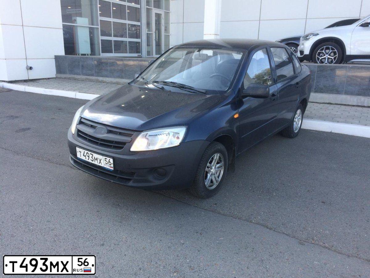 Фото автомобиля LADA GRANTA, 2012 — госномер Е773АН156. Цвет: СЕРО - СИНИЙ