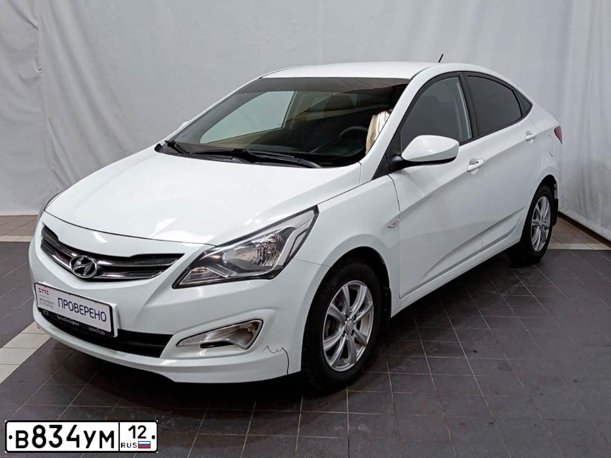 Фото автомобиля HYUNDAI SOLARIS, 2016 — госномер В834УМ12. Цвет: БЕЛЫЙ