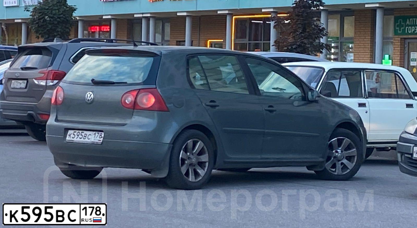 Фото автомобиля VOLKSWAGEN GOLF, 2007 — госномер К595ВС178. Цвет: СЕРО-ЗЕЛЕНЫЙ