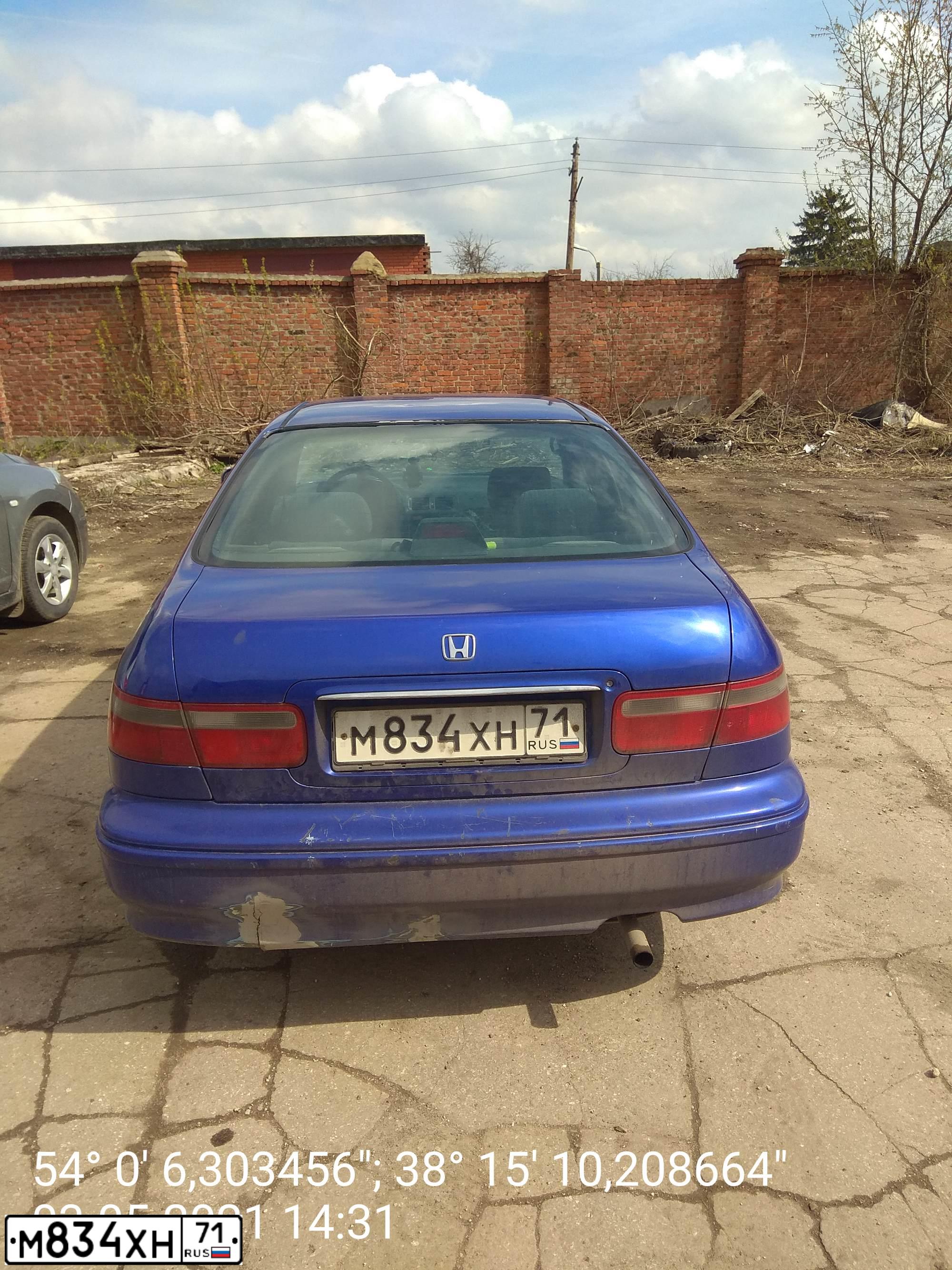 Фото автомобиля HONDA ACCORD, 1997 — госномер М834ХН71. Цвет: СИНИЙ