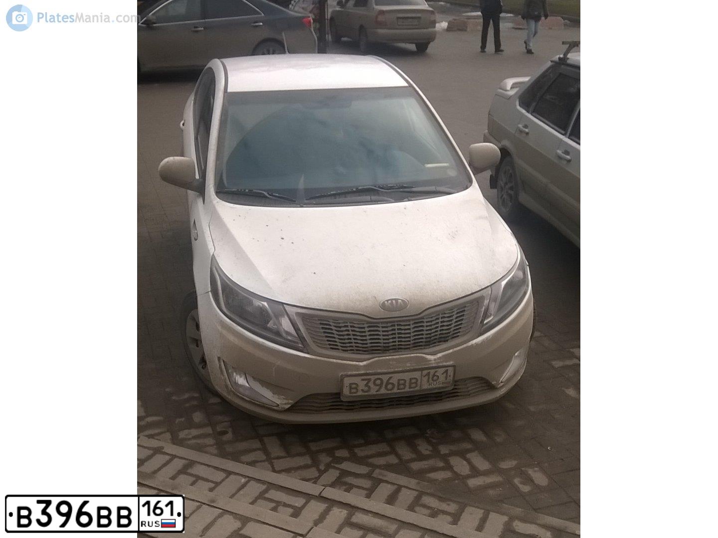 Фото автомобиля KIA RIO, 2014 — госномер В396ВВ161. Цвет: Белый