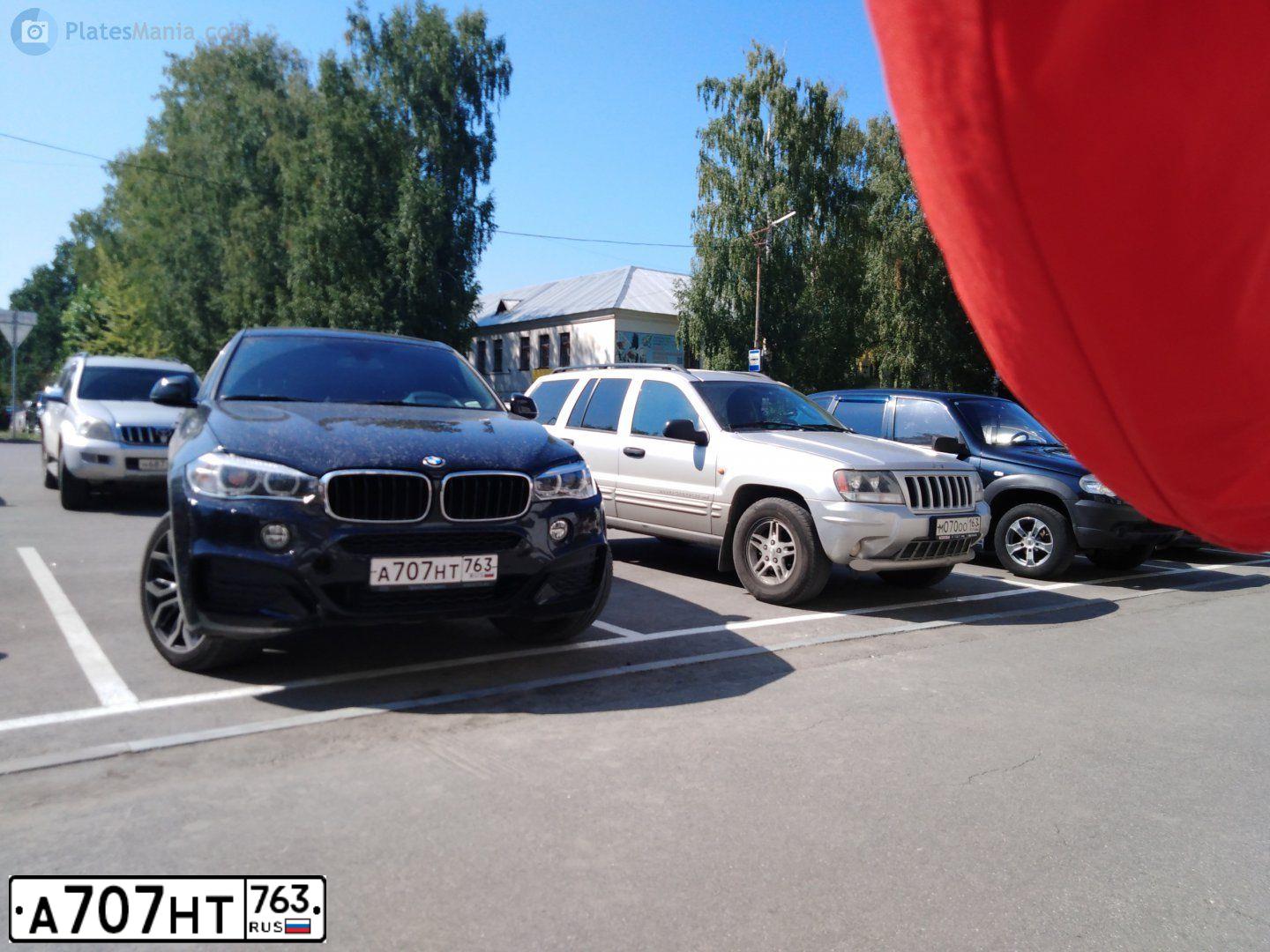 Фото автомобиля BMW X6, 2018 — госномер А707НТ763. Цвет: ЧЕРНЫЙ