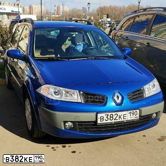 Фото автомобиля RENAULT MEGANE, 2007 — госномер В382КЕ190. Цвет: синий