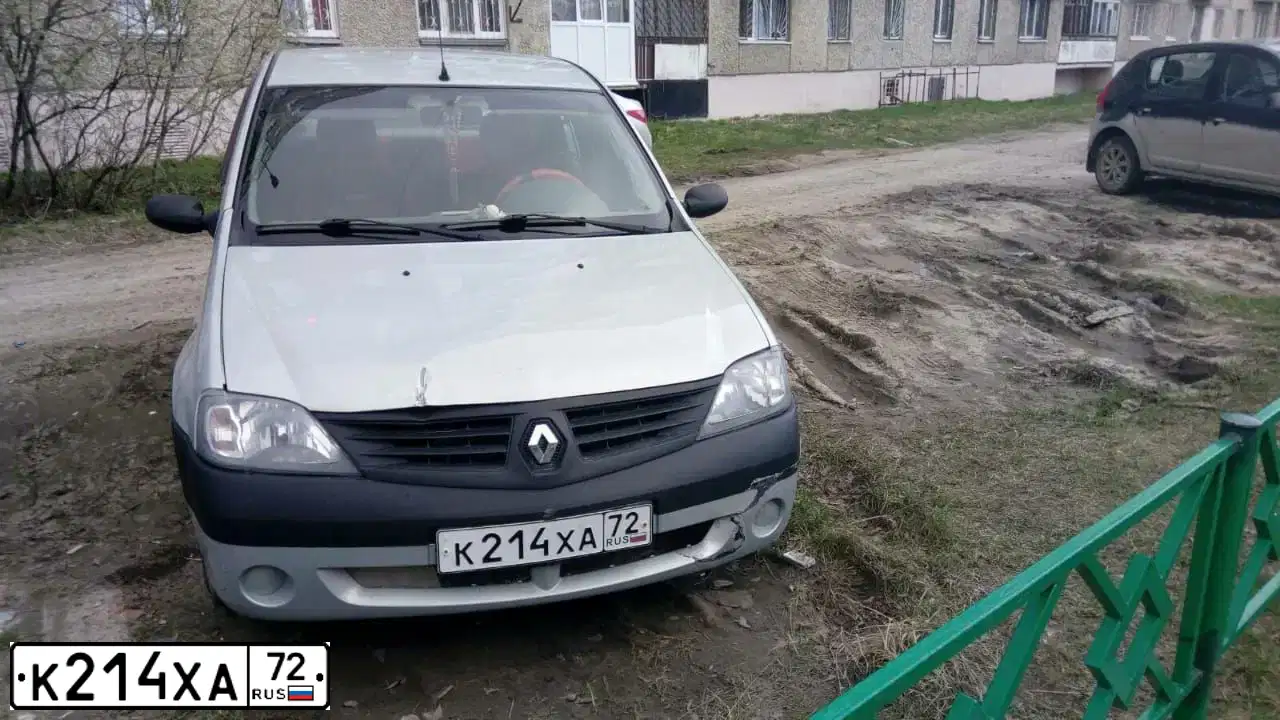 Фото автомобиля RENAULT LOGAN, 2008 — госномер К214ХА72. Цвет: СЕРЫЙ