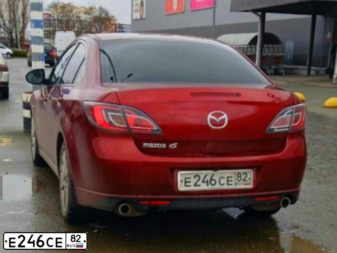 Фото автомобиля MAZDA 6, 2008 — госномер Е246СЕ82. Цвет: КРАСНЫЙ