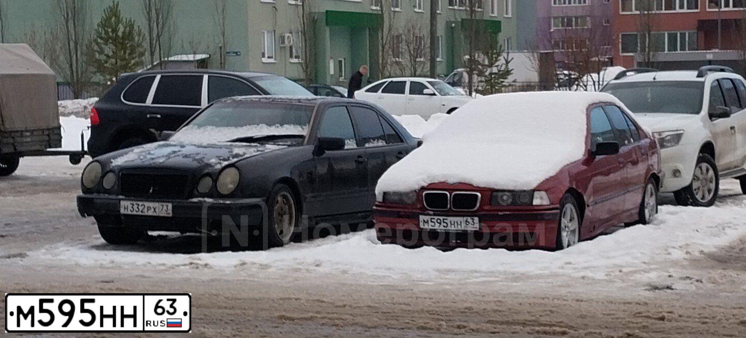 Фото автомобиля BMW SERIE 3, 1993 — госномер М595НН63. Цвет: ВИШНЕВЫЙ