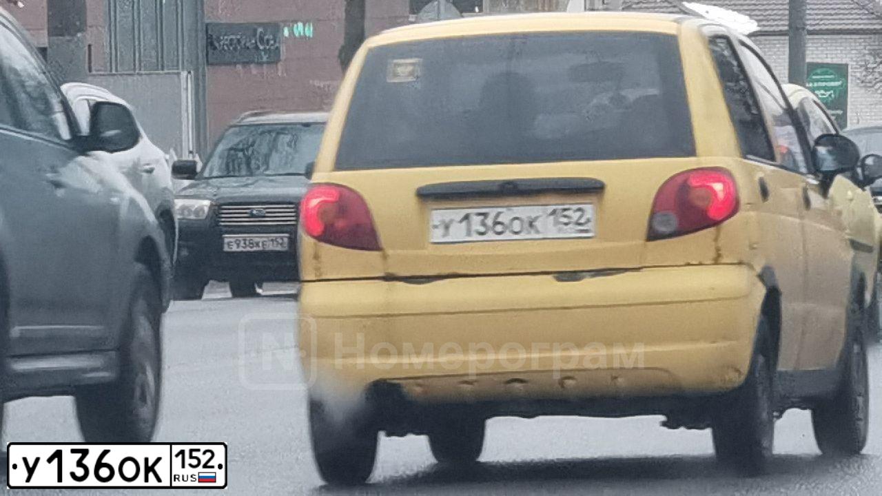 Фото автомобиля DAEWOO O MATIZ, 2005 — госномер У136ОК152. Цвет: ЖЕЛТЫЙ