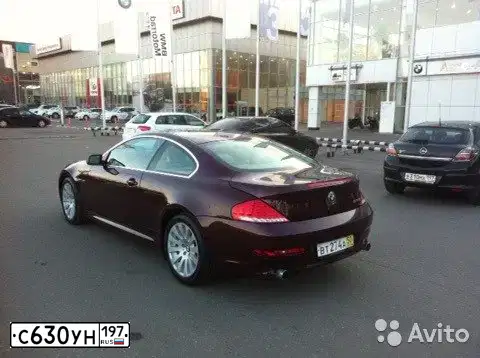 Фото автомобиля BMW 630I, 2008 — госномер Х346ТЕ797. Цвет: ВИШНЕВЫЙ