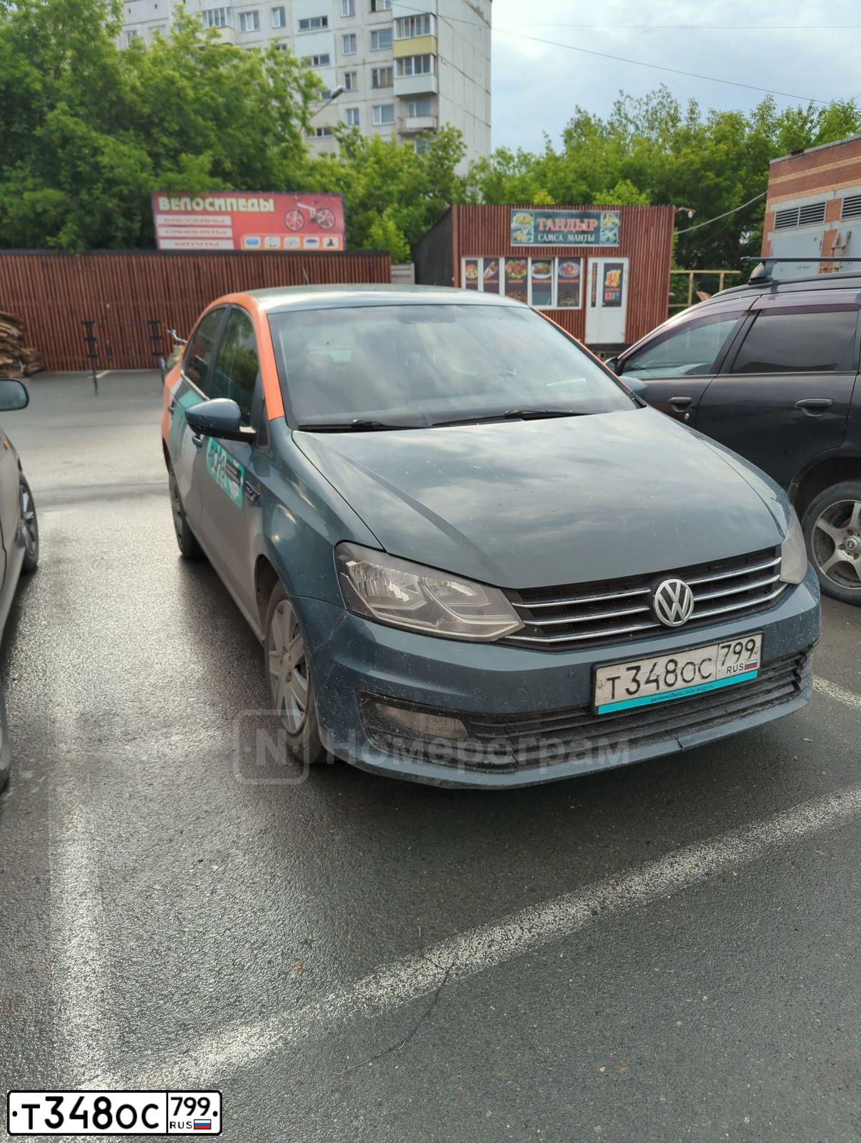 Фото автомобиля VOLKSWAGEN POLO, 2019 — госномер Т348ОС799. Цвет: СЕРО-СИНИЙ