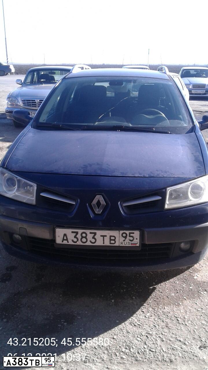 Фото автомобиля RENAULT MEGANE, 2007 — госномер К565РР95. Цвет: синий