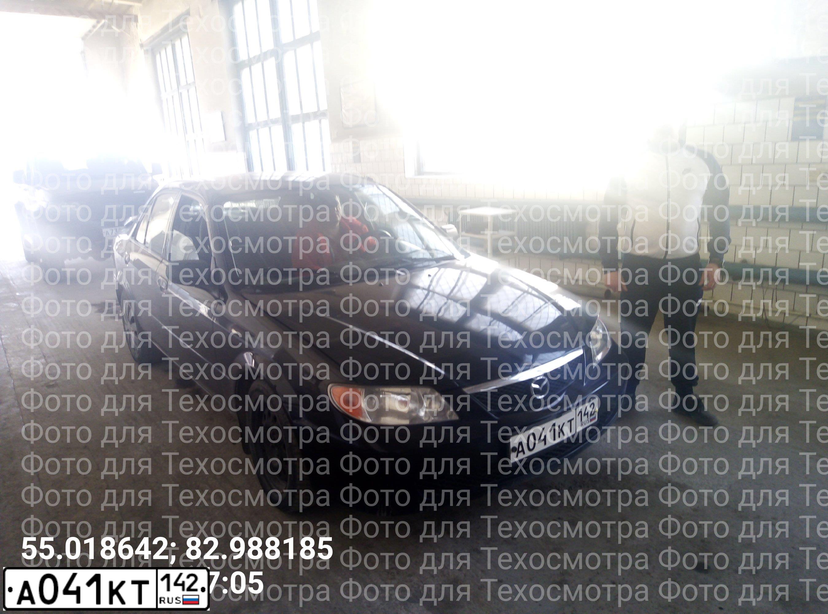 Фото автомобиля MAZDA PROTEGE, 2002 — госномер А041КТ142. Цвет: ЧЕРНЫЙ