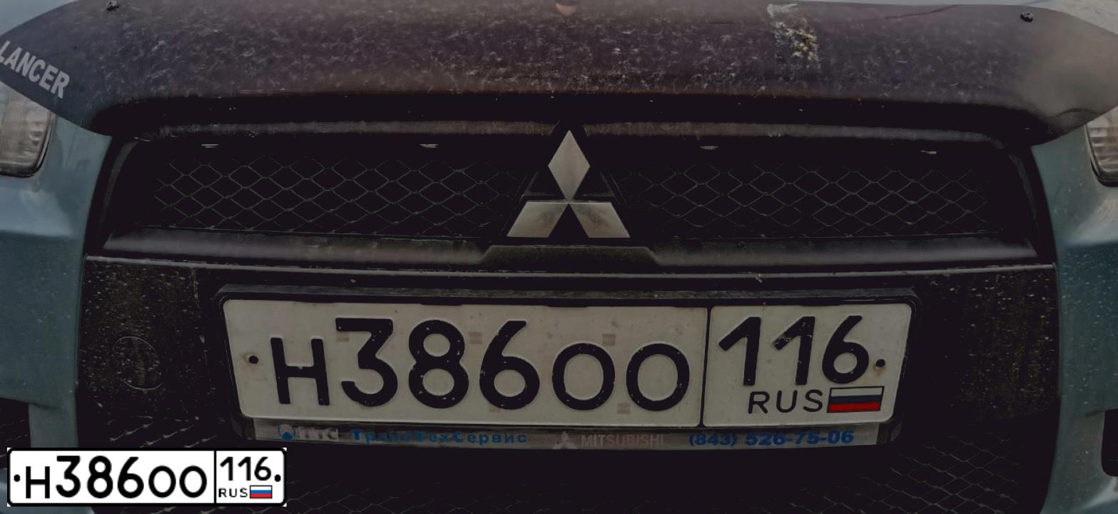 Фото автомобиля MITSUBISHI LANCER, 2010 — госномер Н386ОО116. Цвет: СВЕТЛО-СЕРО-ЗЕЛЕНЫЙ