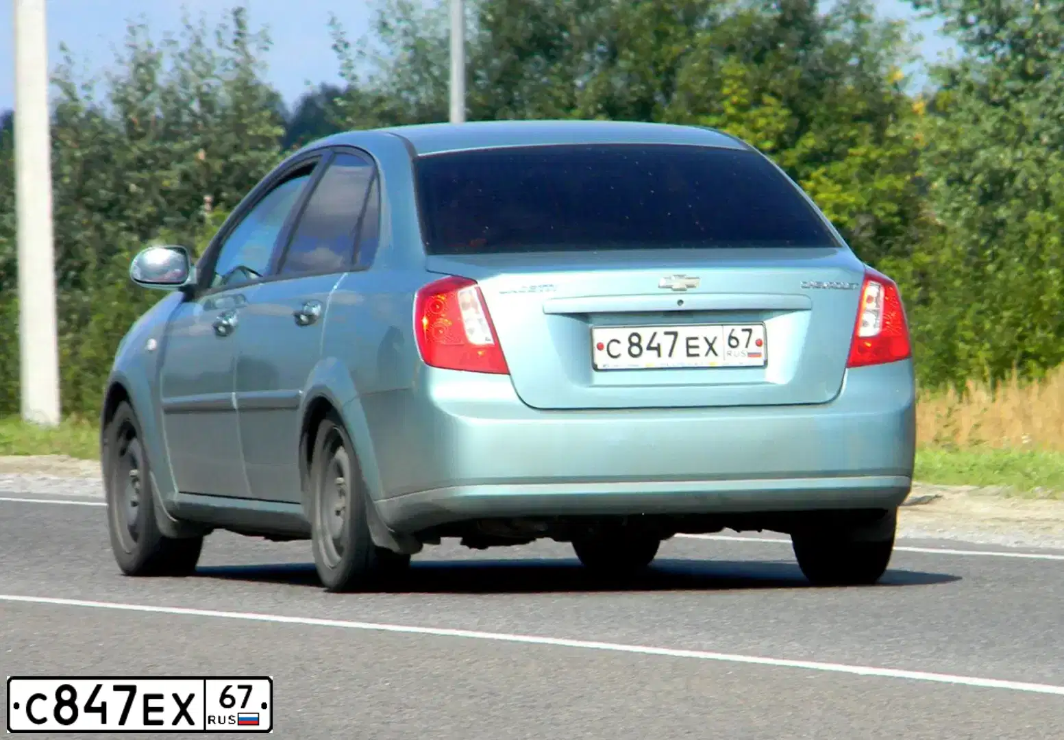 Фото автомобиля CHEVROLET LACETTI, 2007 — госномер С847ЕХ67. Цвет: СЕРО-ЗЕЛЕНЫЙ