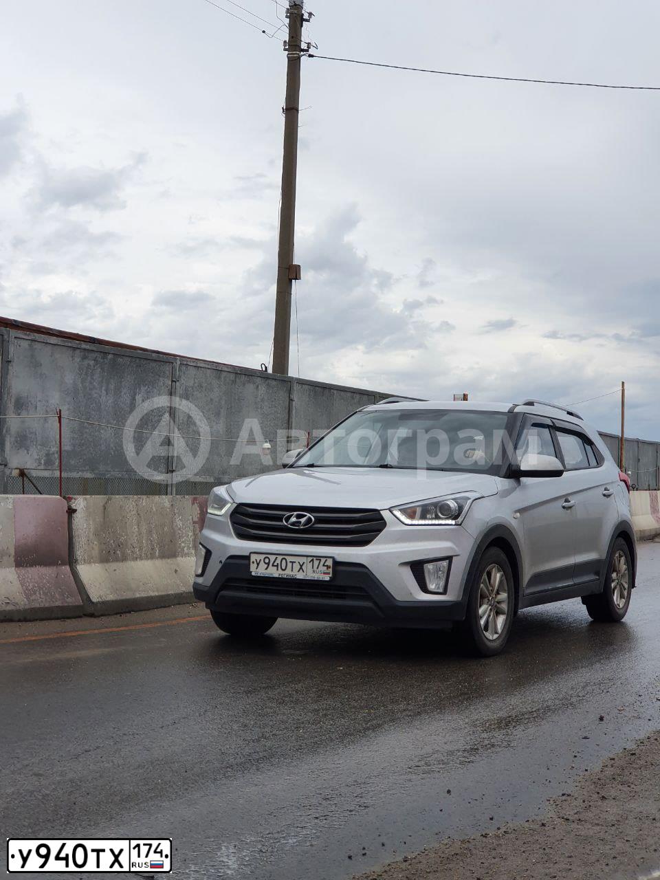 Фото автомобиля HYUNDAI CRETA, 2017 — госномер У940ТХ174. Цвет: Серебристый
