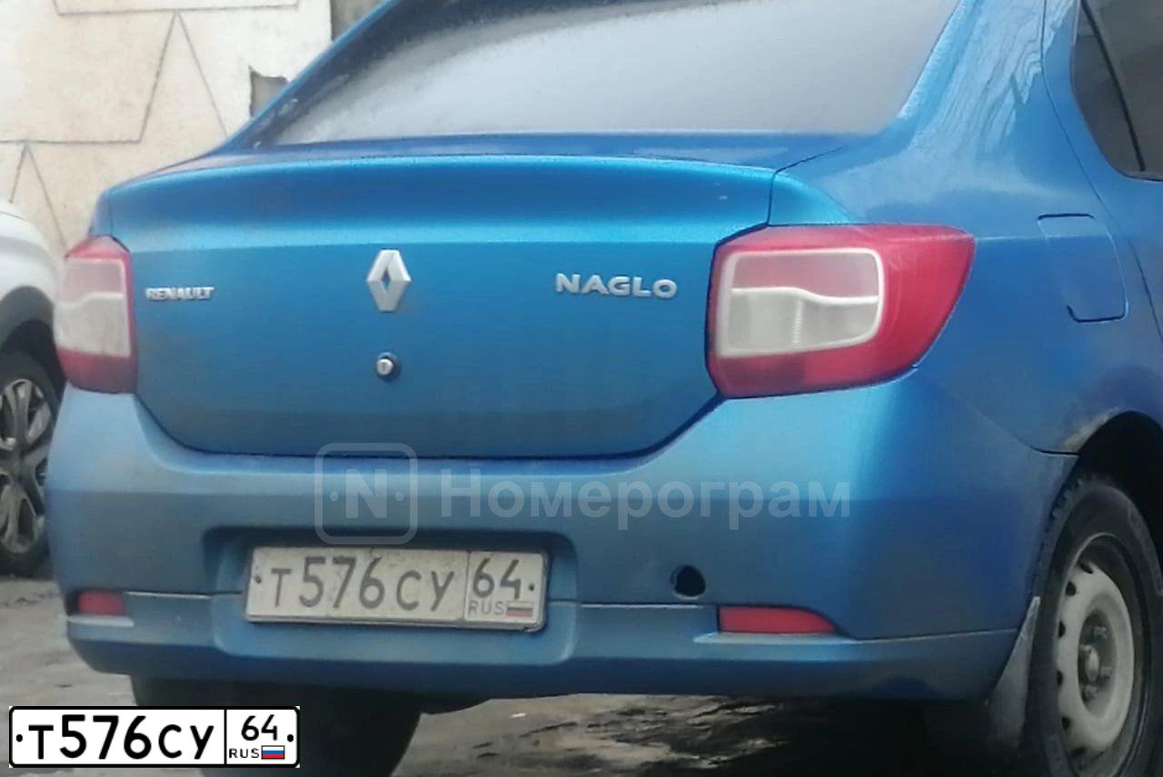 Фото автомобиля RENAULT LOGAN, 2014 — госномер Т576СУ64. Цвет: СВЕТЛО-СИНИЙ