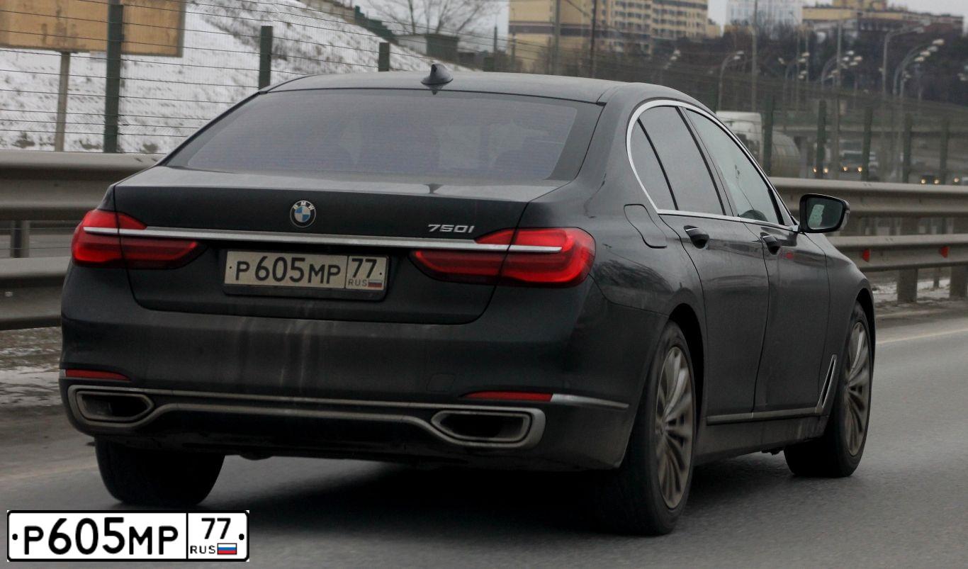 Фото автомобиля BMW W SERIE 7, 2016 — госномер Р605МР77. Цвет: ЧЕРНЫЙ