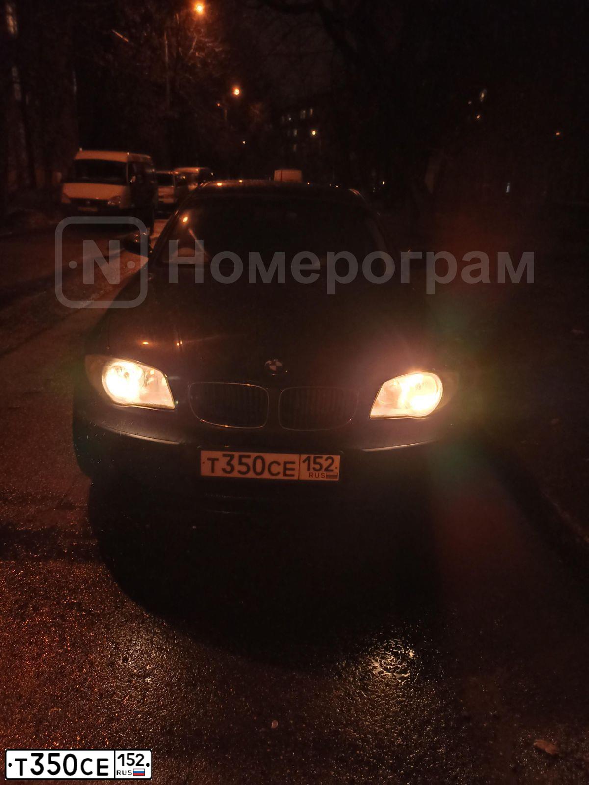 Фото автомобиля BMW SERIE 1, 2008 — госномер Т350СЕ152. Цвет: ЧЕРНЫЙ