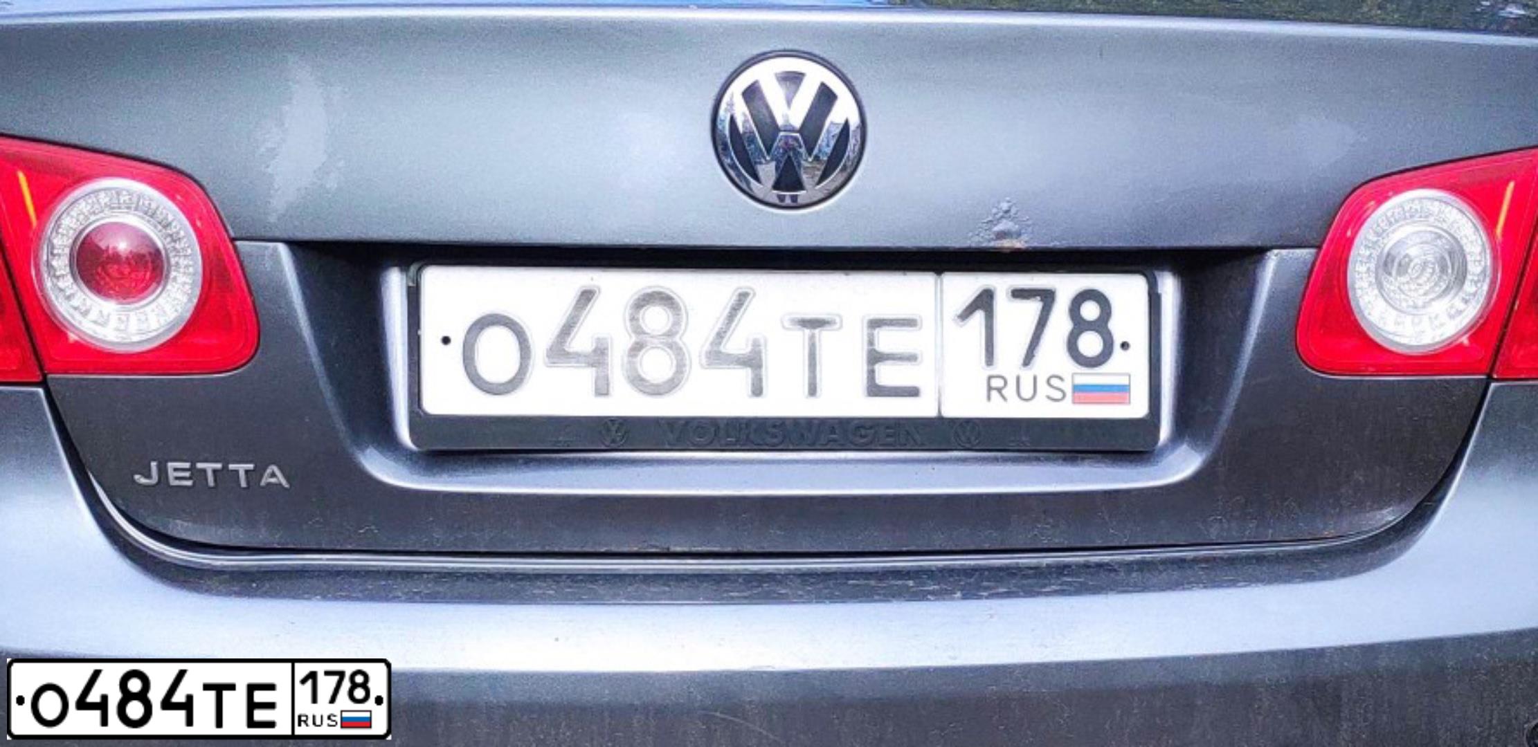 Фото автомобиля VOLKSWAGEN JETTA, 2010 — госномер О484ТЕ178. Цвет: темно-серый